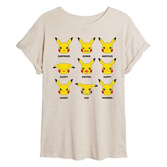 Juniors' Pokémon Moody Pikachu Oversized Tee
