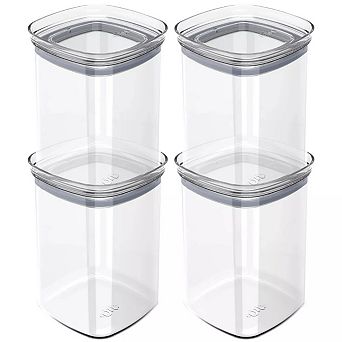 OU Airtight Food Storage Container 8 pc (set of 4) Stackable Plastic Container with Leak Proof Lid