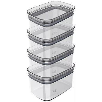OU Airtight Food Storage Container 8 pc (set of 4) Leak Proof Lid Plastic Storage Container