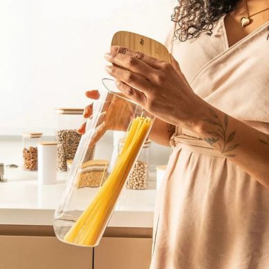 OU Airtight Food Storage Container Set w Bamboo Lid 8pc (set of 4) Leak Proof Plastic Storage Jars