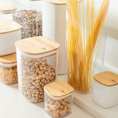 OU Airtight Food Storage Container Set w Leak Proof Bamboo Lid 8pc (set of 4) Plastic Container