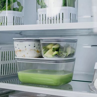 OU Food Storage Container Set with Lids, 5 Pc Clear Borosilicate Glass w Airtight Vented Lids