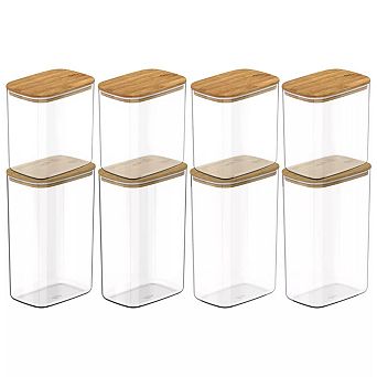 OU Food Storage Container Set 16 pc (set of 8) Airtight Bamboo Lid Kitchen Pantry Organizer Jar