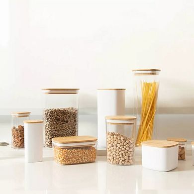 OU Food Storage Container Set 16pc (set of 8) Airtight Bamboo Lid Kitchen Pantry Organizer Jar