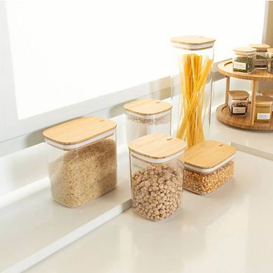 OU Food Storage Container Set 16pc (set of 8) Airtight Bamboo Lid Kitchen Pantry Organizer Jar