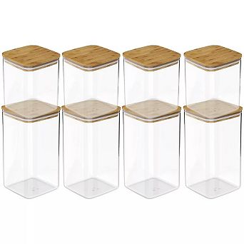 OU Food Storage Container Set 16 pc (set of 8) Airtight Bamboo Lid Plastic Storage Container