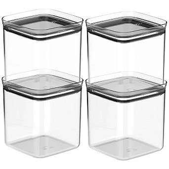 OU Airtight Food Storage Container w Leak Proof Lid 8 pc (set of 4) BPA Free Clear Plastic Container