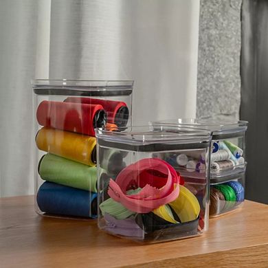 OU Airtight Food Storage Container w Leak Proof Lid 8pc (set of 4) BPA Free Clear Plastic Container