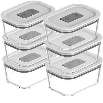 OU Glass Food Storage Container Set 12 pc (set of 6) Airtight Lid w Microwave Valve, Microwave Safe
