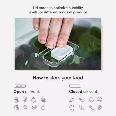 OU Fridge Organizer Bin with Vented Lid, Clear Stackable Refrigerator Storage Bin, 11.8" Depth