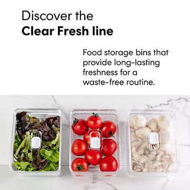 OU Fridge Organizer Bin with Vented Lid, Clear Stackable Refrigerator Storage Bin, 11.8" Depth