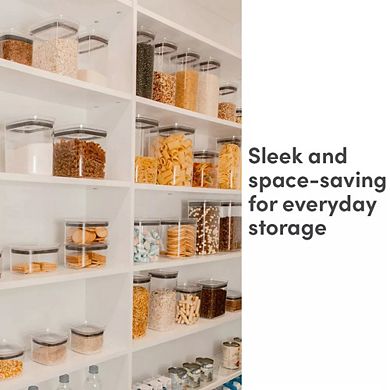 OU Airtight Food Storage Container 6.3 cup, Stackable Plastic Pantry Organizer with Leak Proof Lid