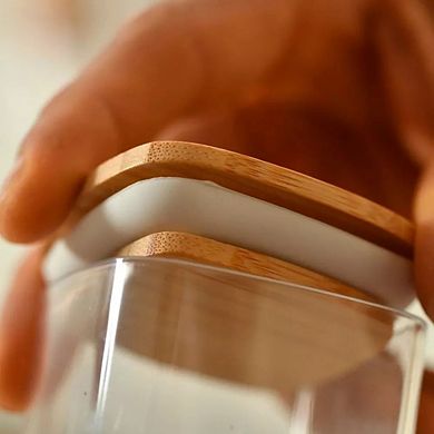 OU Airtight Food Storage Container 1.9cup, Plastic Food Storage Container with Leak Proof Bamboo Lid