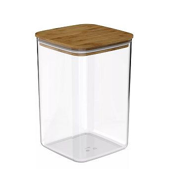 OU Airtight Food Storage Container 3.7-qt Plastic Stackable Kitchen Pantry Organizer w Bamboo Lid