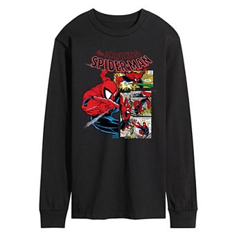 Men's Marvel The Amazing Spider-Man Comic Panels Long Sleeve Graphic Tee