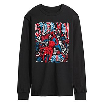 Men's Marvel Spider-Man Doodles Long Sleeve Graphic Tee