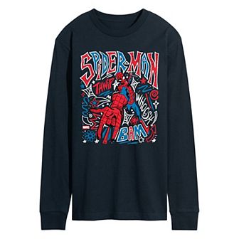 Men's Marvel Spider-Man Doodles Long Sleeve Graphic Tee