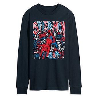 Men's Marvel Spider-Man Doodles Long Sleeve Graphic Tee