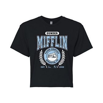Juniors' The Office Dunder Mifflin Collegiate Cropped Tee