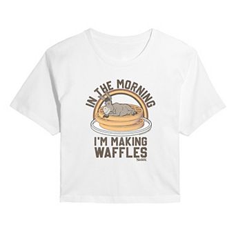 Juniors' Shrek In The Morning, I'm Making Waffles Cropped Tee