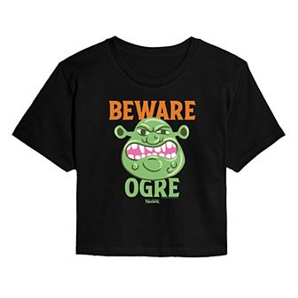 Juniors' Shrek Beware Ogre Cropped Tee