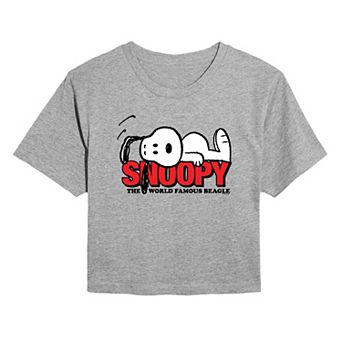 Juniors' Peanuts Snoopy The World Famous Beagle Cropped Tee