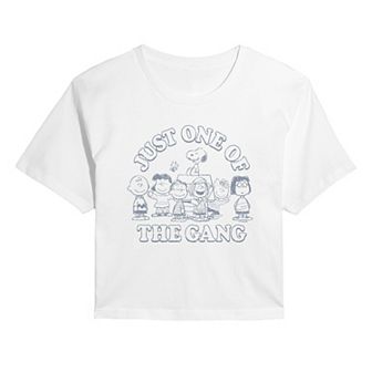 Juniors' Peanuts Just One Of The Gang Cropped Tee