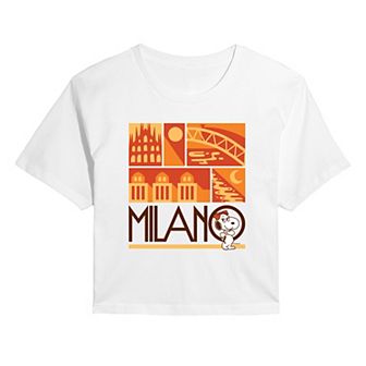 Juniors' Peanuts Cropped Tee