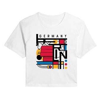 Juniors' Peanuts Snoopy Berlin Germany Bauhaus Cropped Tee