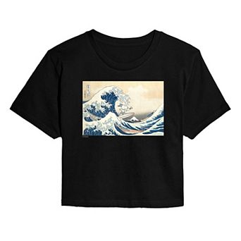 Juniors' Peanuts The Great Wave off Kanagawa Cropped Tee