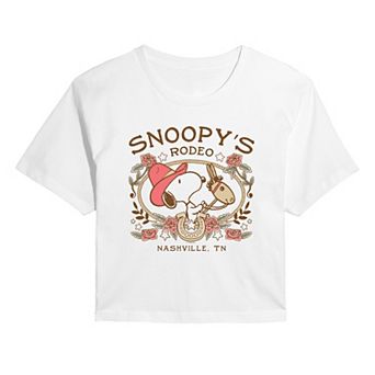 Juniors' Peanuts Snoopy's Rodeo Cropped Tee