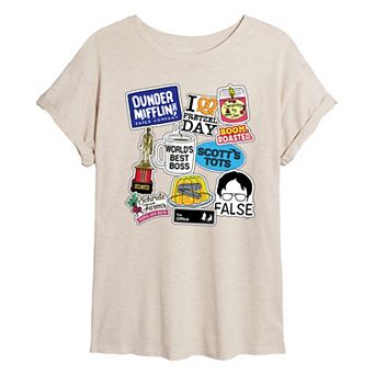 Juniors' The Office Stickers Oversized Tee