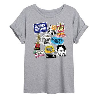 Juniors' The Office Stickers Oversized Tee