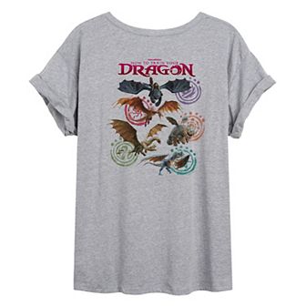 Juniors' How To Train Your Dragon Oversized Tee