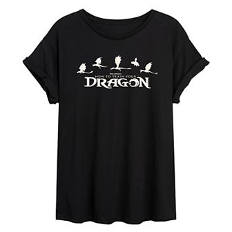 Juniors' How To Train Your Dragon Logo Oversized Tee