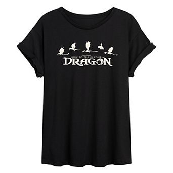 Juniors' How To Train Your Dragon Logo Oversized Tee