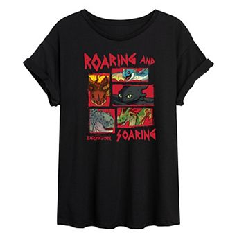 Juniors' How To Train Your Dragon Roaring & Soaring Oversized Tee