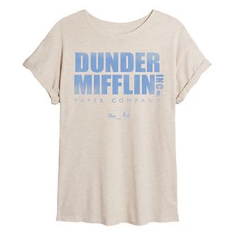 Juniors' The Office Dunder Mifflin Logo Vintage Oversized Tee