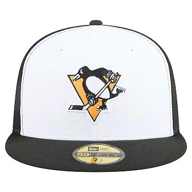 Men's New Era White/Black Pittsburgh Penguins Repeat Two-Tone 59FIFTY Fitted Hat