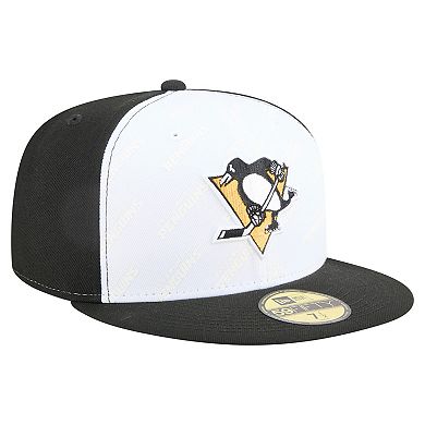 Men's New Era White/Black Pittsburgh Penguins Repeat Two-Tone 59FIFTY Fitted Hat