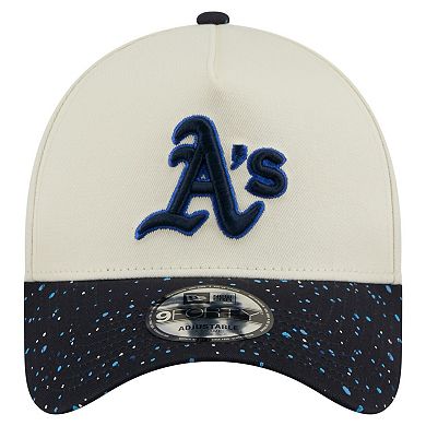 Men's New Era Cream Athletics Speckle A-Frame 9FORTY Adjustable Hat