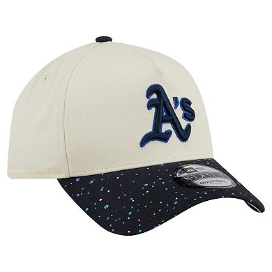 Men's New Era Cream Athletics Speckle A-Frame 9FORTY Adjustable Hat