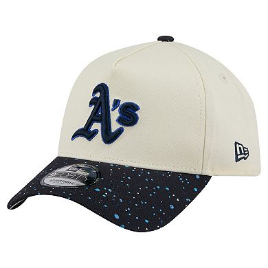 Men's New Era Cream Athletics Speckle A-Frame 9FORTY Adjustable Hat