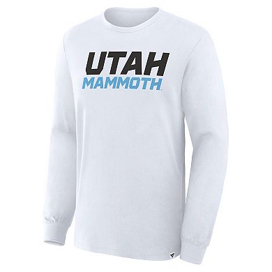 Men's Fanatics White Utah Mammoth Wordmark Legacy Long Sleeve T-Shirt