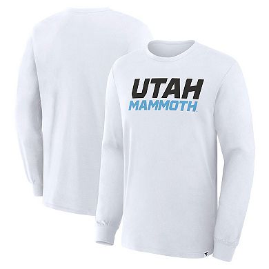 Men's Fanatics White Utah Mammoth Wordmark Legacy Long Sleeve T-Shirt