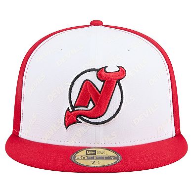 Men's New Era White/Red New Jersey Devils Repeat Two-Tone 59FIFTY Fitted Hat