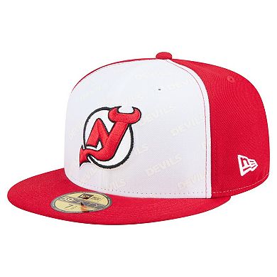 Men's New Era White/Red New Jersey Devils Repeat Two-Tone 59FIFTY Fitted Hat