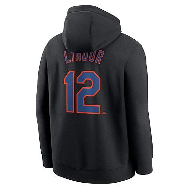 Men's Nike Francisco Lindor Black New York Mets Player Name & Number Club Pullover Hoodie