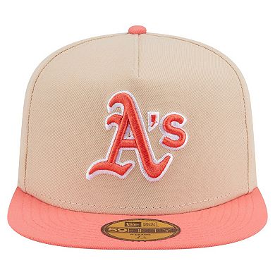 Men's New Era Light Beige/Coral Athletics Two-Tone Color Pack A-Frame 59FIFTY Fitted Hat