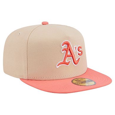 Men's New Era Light Beige/Coral Athletics Two-Tone Color Pack A-Frame 59FIFTY Fitted Hat